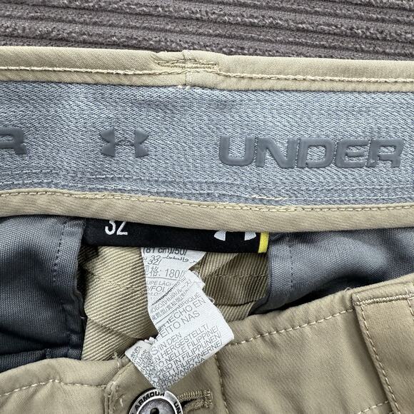 Under Armour Heatgear Shorts Men 32 Brown Nylon Performance Golf Outdoors. - Picture 3 of 8
